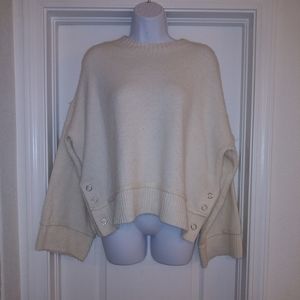 Topshop Cream Bell Sleeve Side Snap Sweater